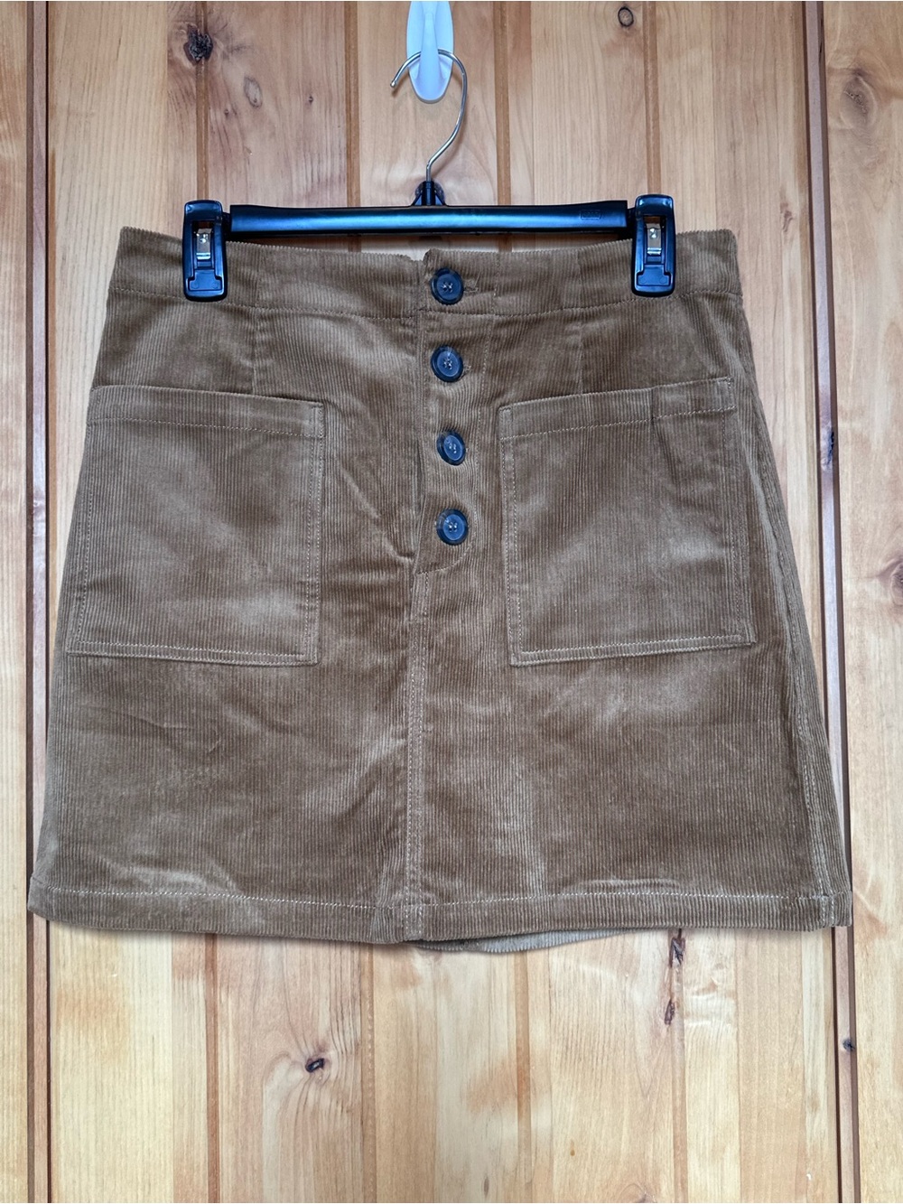Love Tree Brown Corduroy Button-Front Mini Skirt